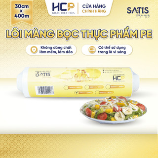 Lõi Màng Bọc Thực Phẩm PE SATIS 30cm x 400m Không Chứa Chất Phụ Gia Gây Hại Sức Khỏe Dùng Được Cho Lò Vi Sóng