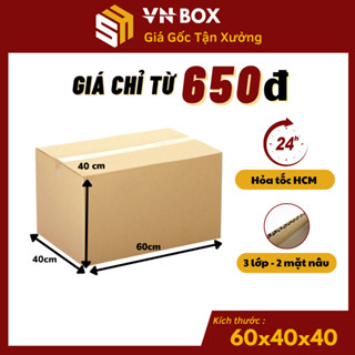 Combo 10 hộp carton to chuyển nhà 60x40x40, hộp carton size lớn đóng gói hàng hóa giá rẻ - VN BOX HCM