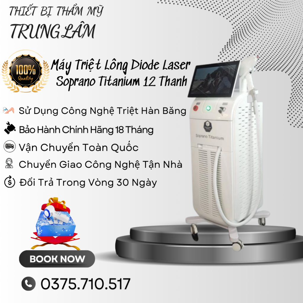 Máy Triệt Lông Diode 12 Thanh - Máy Triệt Lông Diode Laser 808 2in1 Bắc Kinh [Thiết Bị Spa TL]