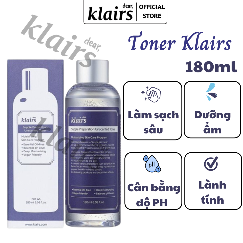  NƯỚC HOA HỒNG KLARS CÂN BẰNG DA , DƯỠNG ẨM TỨC THÌ 180ML