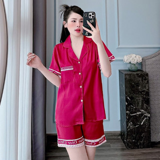Set đồ nữ mặc ở nhà, đi chơi chất lụa xước cao cấp họa tiết viền luxury
