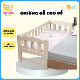 [ GIƯỜNG + ĐỆM BÔNG ] GIƯỜNG GỖ THÔNG CHO BÉ GHÉP VỚI BỐ MẸ KT :150*70*40cm