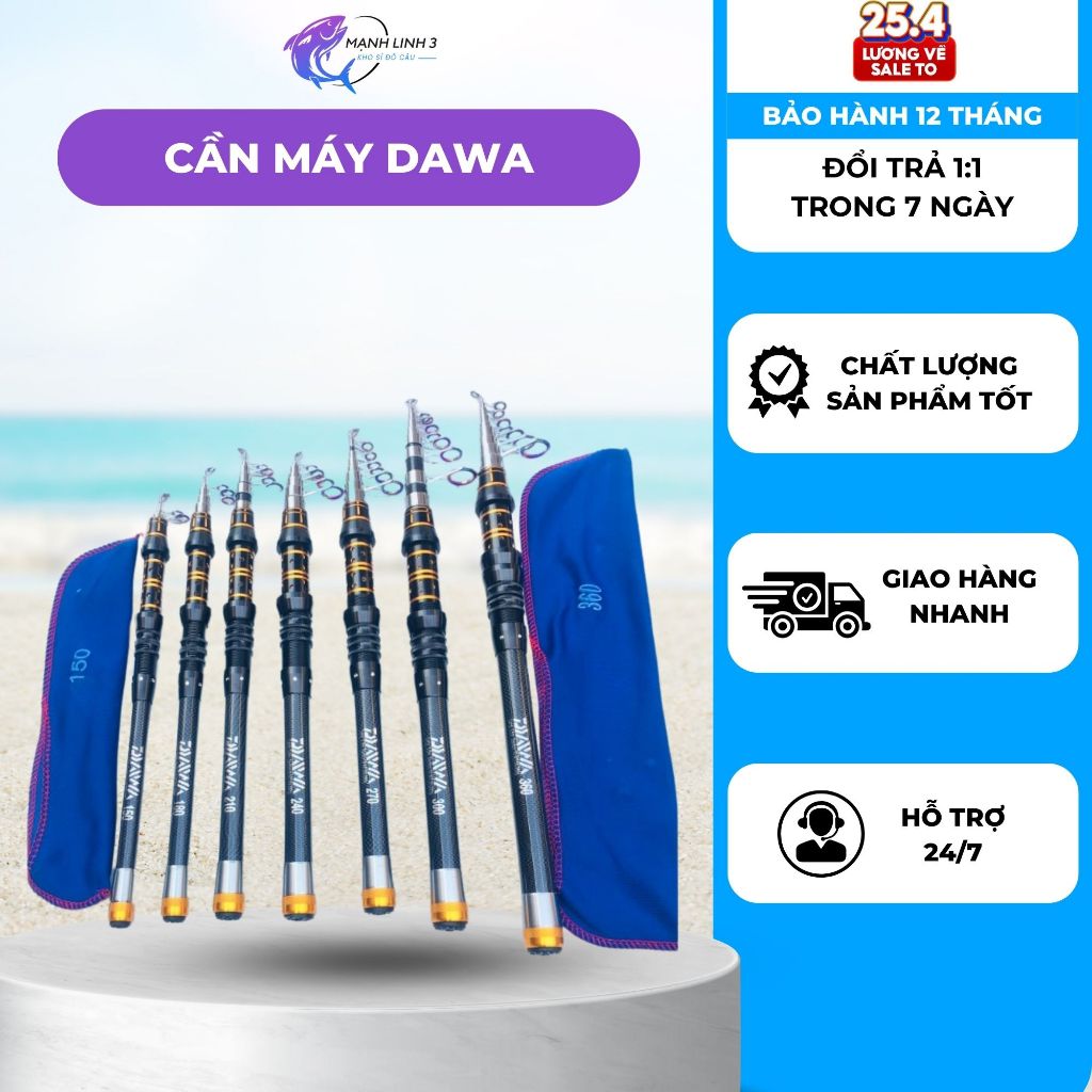 Cần Câu Cá Cần máy DAWA Rút Gọn Mạnh Linh 3, Chất Cacbon Siêu Khỏe, Siêu Bền Hàng Chính Hãng