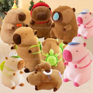 Gấu bông kèm chăn Capybara ANVIHOME Đeo Balo Rùa Xanh, Đồ Capybara Chuột Lang nước Nhồi Bông Mini và To Chảy Nước Mũi