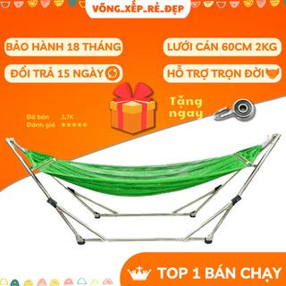 (hàng loại 1 lưới võng dày) VÕNG XẾP INOX NGƯỜI LỚN CAO CẤP | VÕNG PHI 32