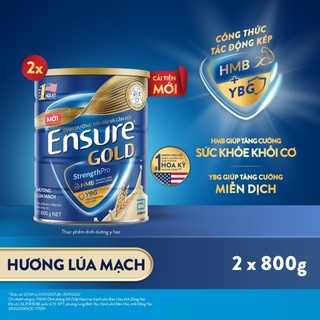 Combo 2 lon sữa bột ensure gold abbott hương lúa mạch 800g/ 850g