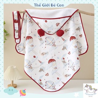 Khăn Choàng Bé sơ sinh, khăn quấn bé sơ sinh 100% sợi bông tự nhiên mềm mịn, thoáng mát, (90x90)