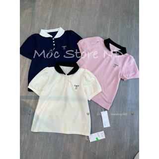 Áo phông cổ phối tay bồng nơ 19