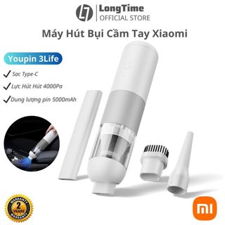 Máy Hút Bụi Cầm Tay Xiaomi Youpin 3Life Công Suất Hút 4000Pa hút bụi ô tô , giường nệm ghế sofa mini Sử Dụng Sạc Type-C