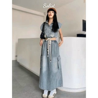 SET ÁO CRT CHÂN VÁY JEANS XUÔNG BAISIC