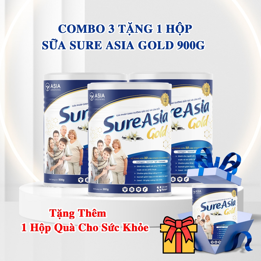 Combo 3 Tặng 1 Hộp Sữa Sure Asia Gold HOGI 900gram. Tặng Kèm 1 Hộp Quà Cho Sức Khỏe