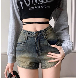 Quần Short Ống Rộng Jeans Denim Lưng Cao