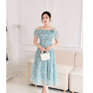 Váy hai dây hoa nhí phối nơ 2 lớp, vay đi biển hoa nhí Emvy fashion K121