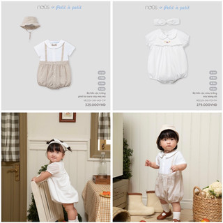 Set Nous liền thân kèm mũ, nơ - Body Nous , quần yếm