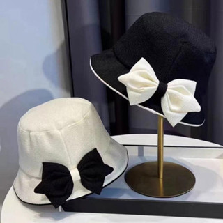 Mũ xô nữ kiểu dáng nón bucket gắn nơ trắng đen hàng quảng châu 2 màu trẻ trung phong cách hàn siêu hot