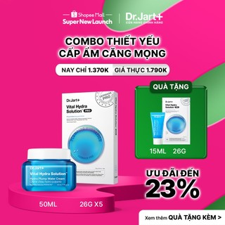 Combo Thiết yếu Cấp ẩm Căng mọng Dr.Jart+ - Kem dưỡng cấp ẩm mỏng nhẹ & Mặt nạ cấp ẩm cho Da khô & Xỉn màu