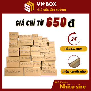 Combo 20 hộp carton đóng hàng nhiều kích thước hộp giấy ship cod FULL SIZE đựng mỹ phẩm, phụ kiện - VN BOX HCM
