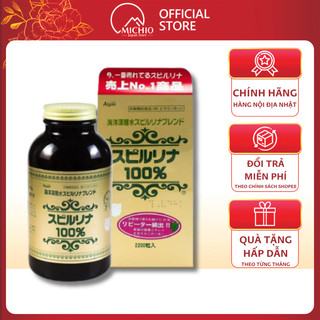 Tảo xoắn Spirulina tem đỏ nội địa Nhật Bản hộp 2200 viên, tảo tem đỏ  - tảo túi 2400 viên