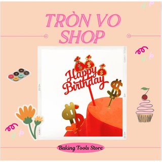 Que cắm Happy Birthday túi tiền 1 set gồm 2 chữ $ + 1 que cắm