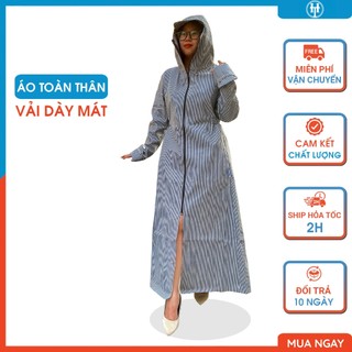 Áo chống nắng toàn thân vải kaki dày mát có mũ che đầu và tay áo dài qua ngón tay KHTSETS06 H&T FASHION