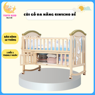[CŨI GỖ ĐA NĂNG 6in1] Giường cũi trẻ em, nôi cũi gỗ đa năng tặng kèm màn_Tuti.kid