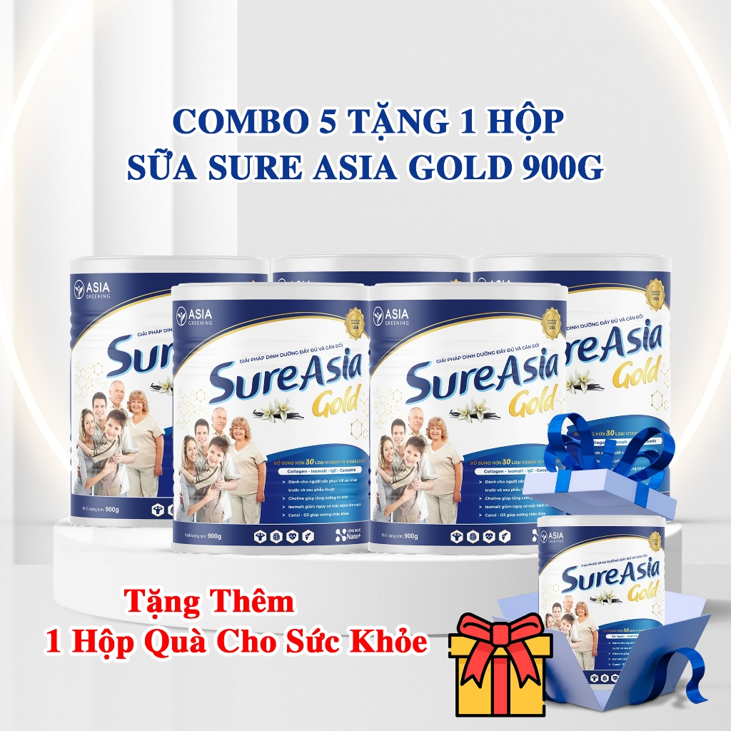 Combo 5 Tặng 1 Hộp Sữa Sure Asia Gold HOGI 900gr. Tặng Kèm 1 Hộp Quà Cho Sức Khỏe