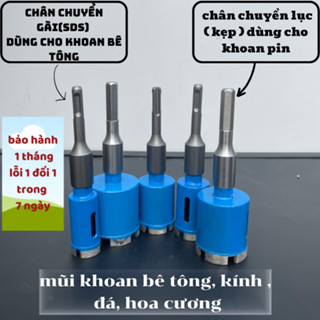 Mũi khoan rút lõi bê tông,mũi khoan kính,gạch men, đá hoa cương mũi 6cm chân chuyển 11cm(chân xám nguyên khối to)