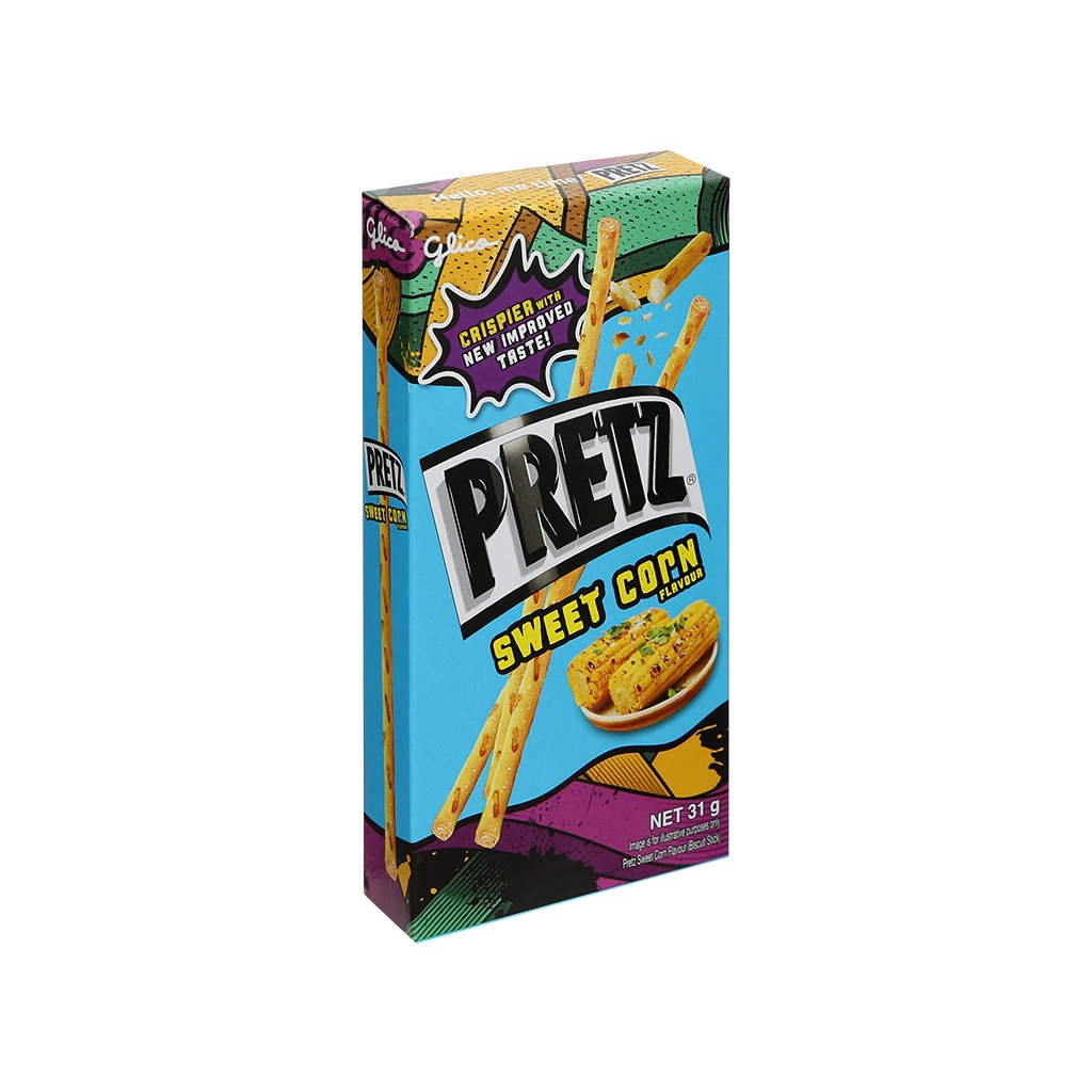 Bánh Đũa Pretz Vị Bắp Ngọt Sweet Corn Flavour Glico Biscuit Stick (Hộp 31g)