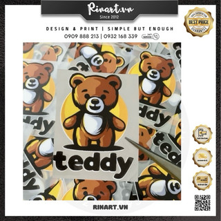 Decal Logo Sticker Patch in áo ủi trực tiếp lên vải hình gấu teddy