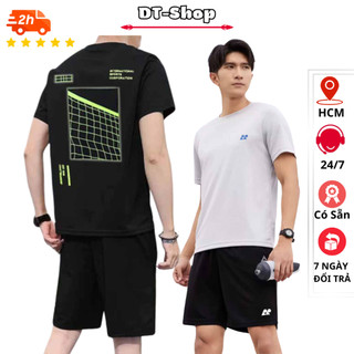 Đồ bộ mặc nhà Nam Nữ XẢ LỖ Bộ quần áo thể thao nam in kẻ viền 3D thun mè họa tiết cầu lông phong cách thời trang dt_shop