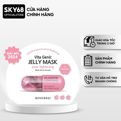 Mặt Nạ Se Khít Lỗ Chân Lông BANOBAGI PREMIUM Vita Genic Jelly Mask Pore Tighteing 30ml - HỒNG (NEW)