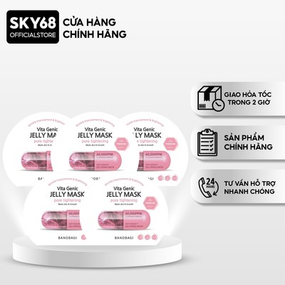 Combo 5 Mặt Nạ BANOBAGI PREMIUM Vita Genic Jelly Mask Pore Tighteing 30ml x5 - HỒNG (NEW)