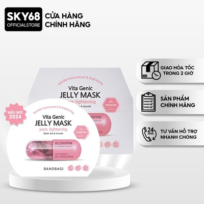 Hộp 10 Mặt Nạ BANOBAGI PREMIUM Vita Genic Jelly Mask Pore Tighteing 30ml x10 - HỒNG (NEW)