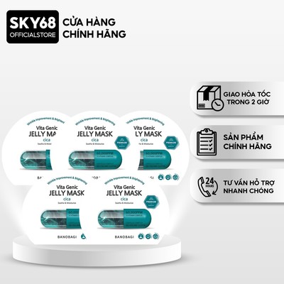 Combo 5 Mặt Nạ Làm Dịu & Phục Hồi BANOBAGI PREMIUM Vita Genic Jelly Mask Cica 30ml x5 - CICA (NEW)