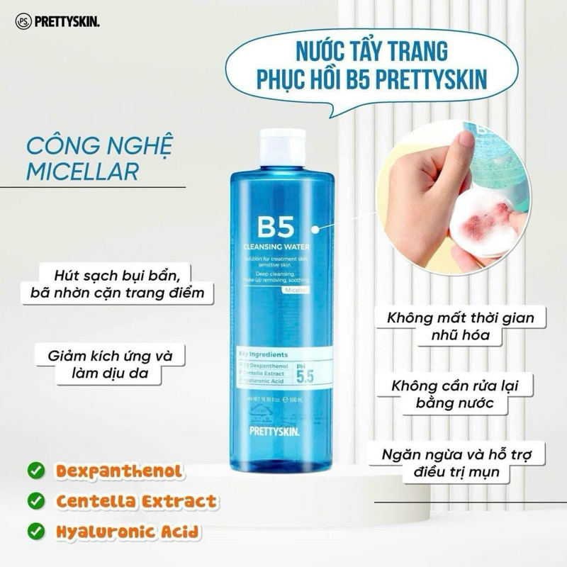 Nước tẩy trang phục hồi b5 Prettyskin