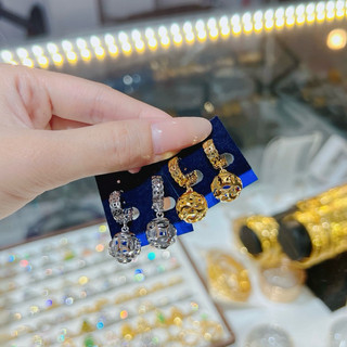 Bông tai dài trái châu mạ vàng Kami BC137