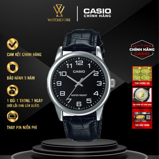 Đồng Hồ Nam Casio MTP-V001L-1BUDF Quartz Mặt Kính Khoáng Đen 38mm Chống Nước Vỏ Thép Không Gỉ Dây Da Cao Cấp Chính Hãng