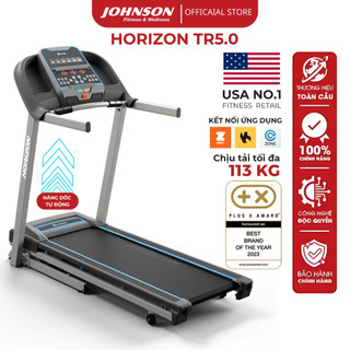 Máy Chạy Bộ điện Mỹ gấp gọn Johnson Fitness - Horizon TR5 động cơ mạnh mẽ nâng dốc giảm mỡ kết nối loa Bluetooth app