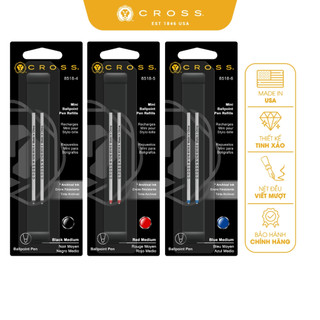 Ruột bút bi khô Mini Cross 8518-4 8518-5 8518-6 ngòi trung dành cho bút ký cao cấp vỉ 2 ruột