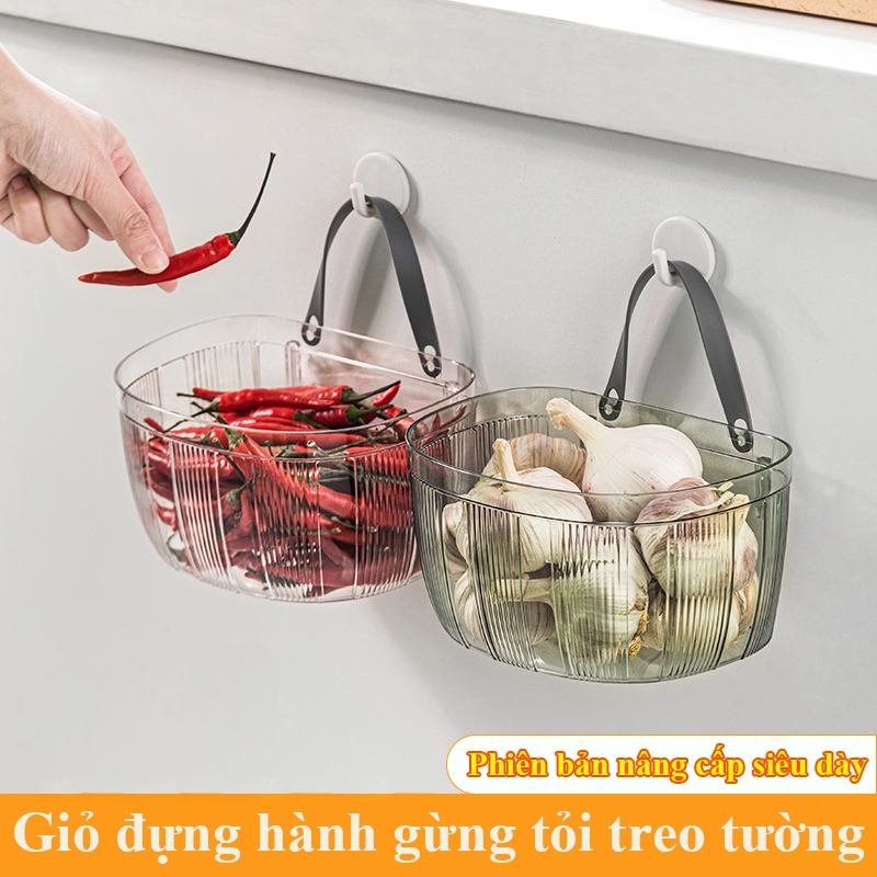 Giỏ đựng hành gừng tỏi HOMELOVE Giỏ nhựa đựng gia vị khô rau củ treo tường sắp xếp nhà bếp phụ kiện phòng tắm