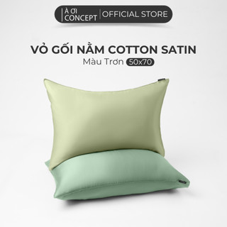Vỏ Gối Nằm Cotton Satin Hàn Quốc Cao Cấp À Ơi Concept Màu Trơn Size 50x70 cm Sản Xuất Tại Việt Nam