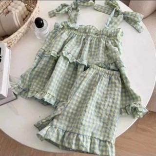 Sét bộ đùi kẻ 2 dây buộc nơ