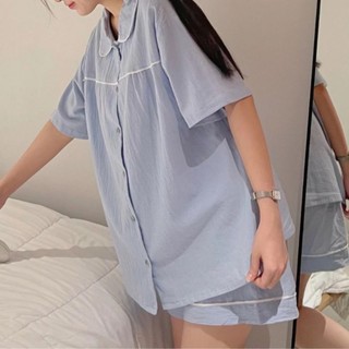 Sét bộ pyjama đùi xốp cổ sen