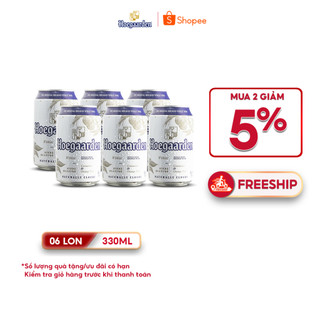 Lốc 6 lon hoegaarden white bỉ - bia lúa mỳ chính hiệu