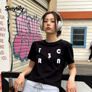 SLAYTIFY áo baby tee form ôm dáng thun cotton 2c 260gsm dày dặn đứng form in chữ cách điệu