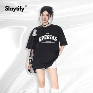 Áo phông nữ SLAYTIFY form rộng thun cotton 100% co dãn 2c thoáng mát in chữ SPECIAL cho mùa hè 2024 C10T