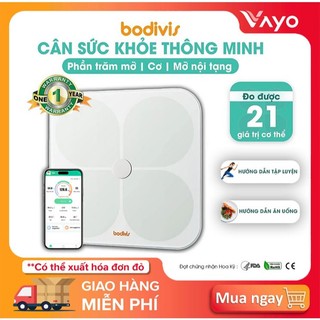 Cân sức khỏe có hướng dẫn tập luyện, ăn uống, thông minh, đo 21 chỉ số cơ thể, cao cấp chuẩn FDA, BODIVIS chính hãng
