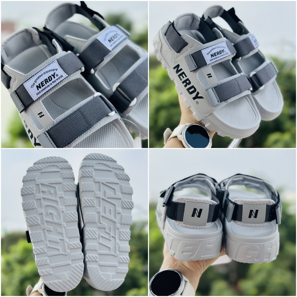 Giày Sandal nerdy xám❤️TẶNG VỚ❤️ giày xăng đan nerrdy thể thao nam nữ unisex đủ màu hottrend