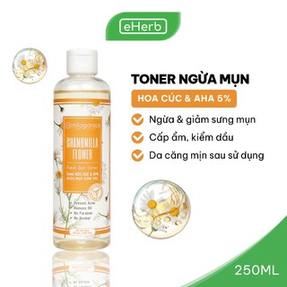 [MUA 1 TẶNG 1] Toner Hoa Cúc & AHA 5% Nước Hoa Hồng Ngừa Mụn Cho Da Mụn MILAGANICS 250ml (Chai)