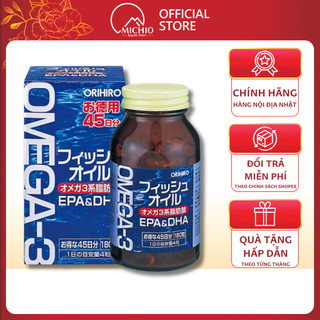Dầu cá Omega 3, EPA & DHA Orihiro Nhật Bản nội địa hộp 180 viên